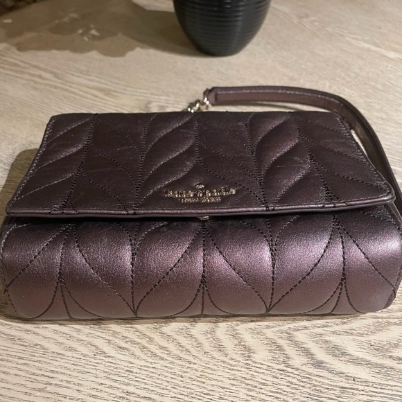 Kate Spade Emelyn Briar Lane Quilted Leather Crossbody Purse Metallic Oak - Picture 2 of 8